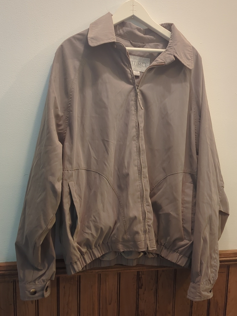 Vtg  Ottimo  Taupe Lightweight Men's Jacket  Casual Zip-Front Size Large